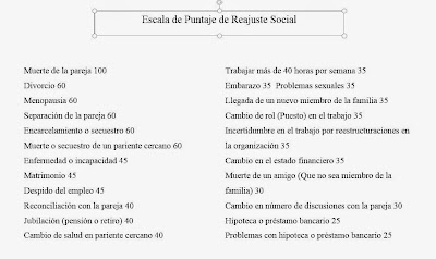 lista de escala de puntaje de reajuste social